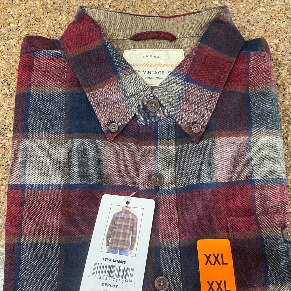 Weatherproof Vintage Men’s Long Sleeve Flannel XXL New With Tags​​​​​​​​​ - Picture 8 of 12